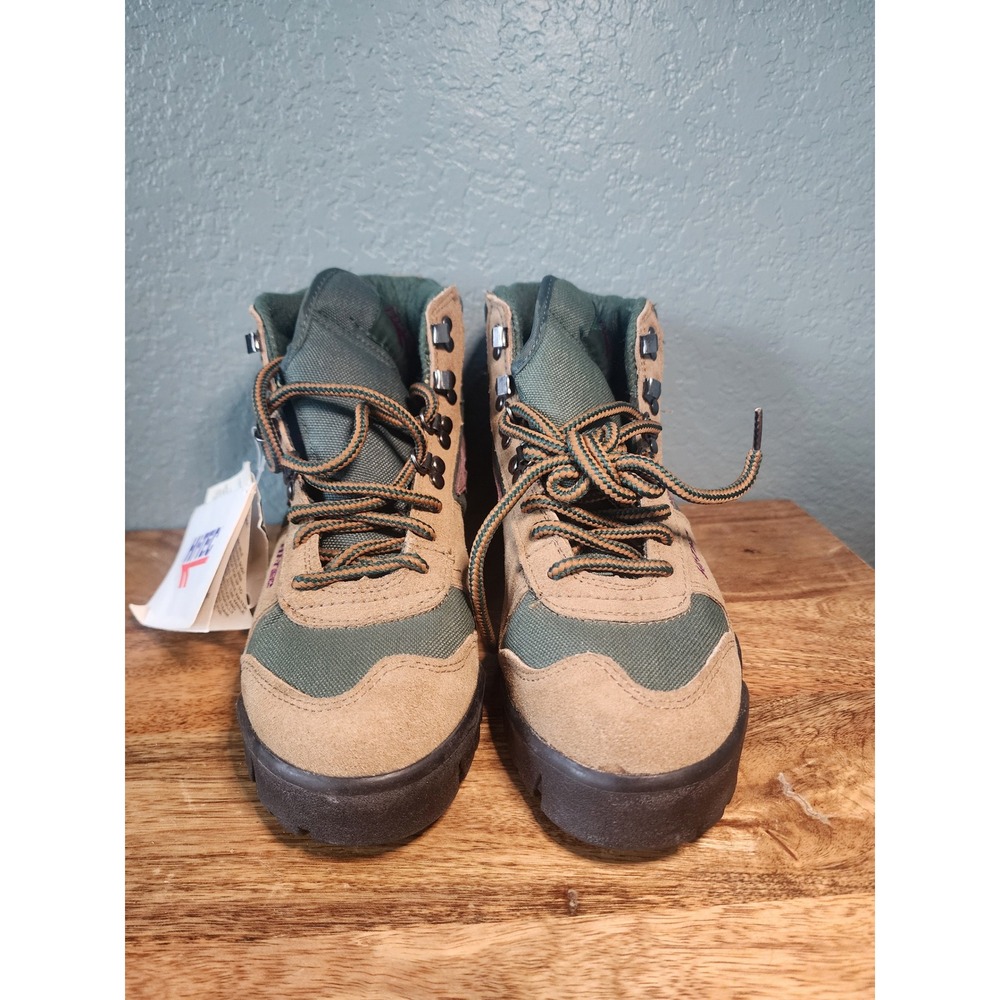 Hi-Tec Lady Vintage 1995 Hiking Boots Tan Green Purple Leather Womens 7.5